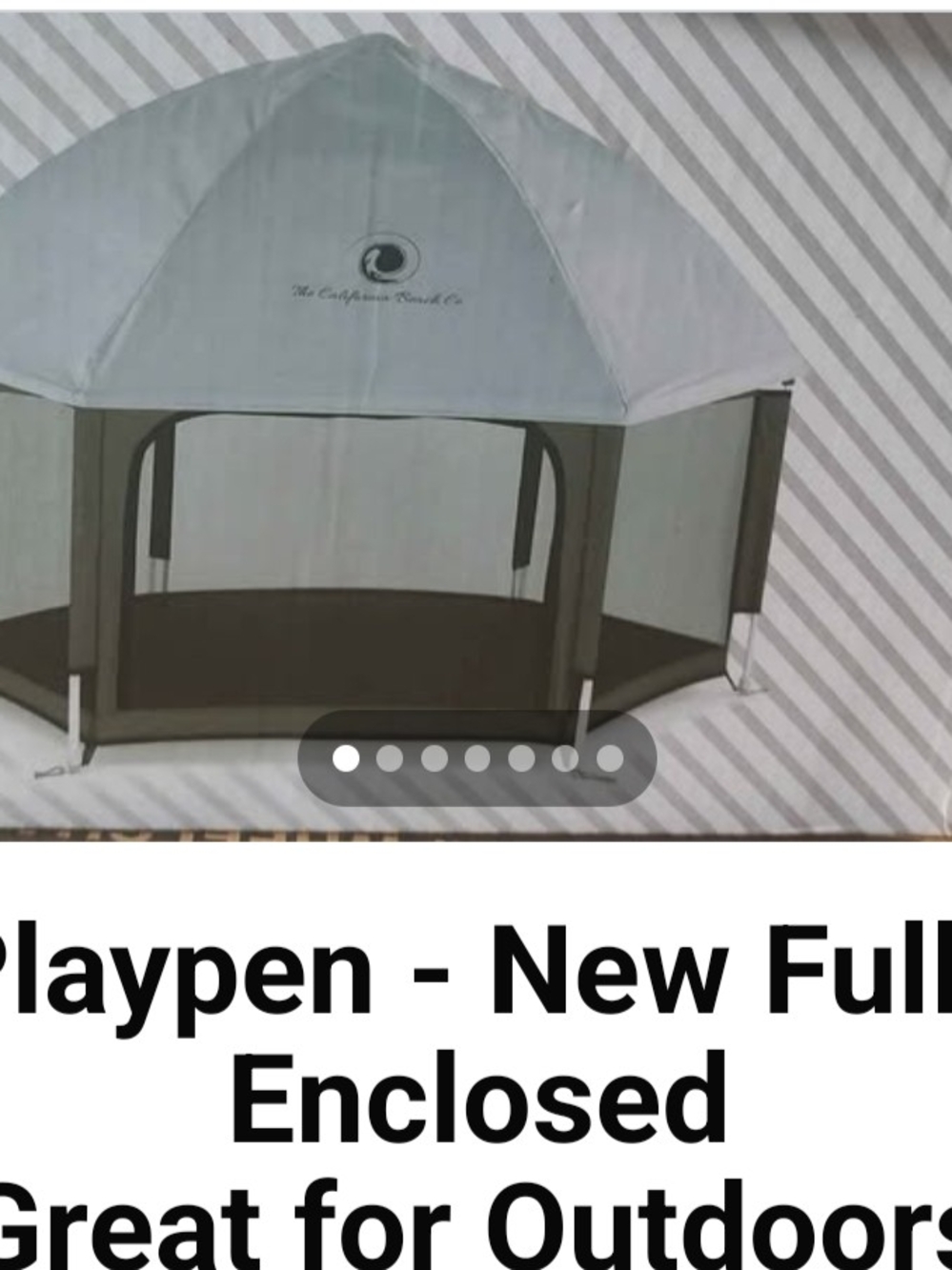 Foldable Mesh Playpen with Canopy - Gray/Black